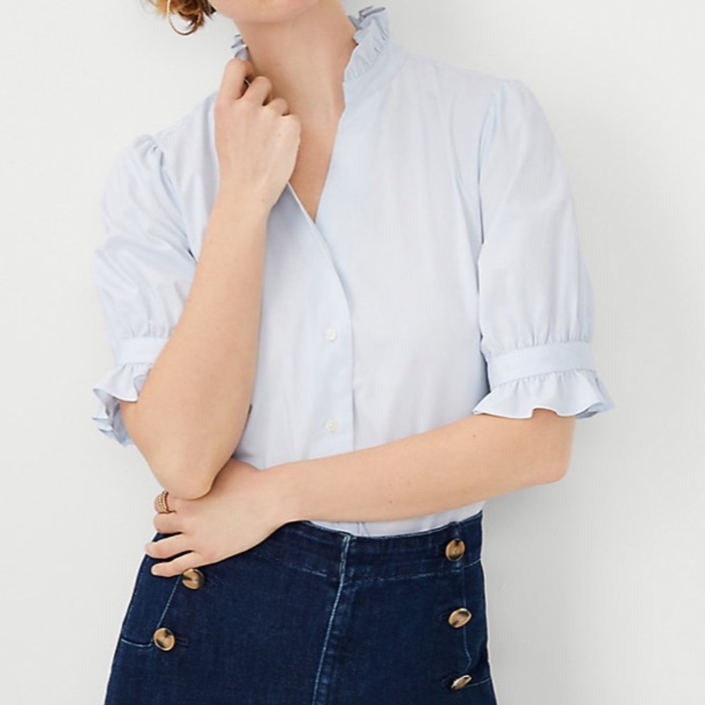 Ann Taylor Ruffle Button Top - brand new!